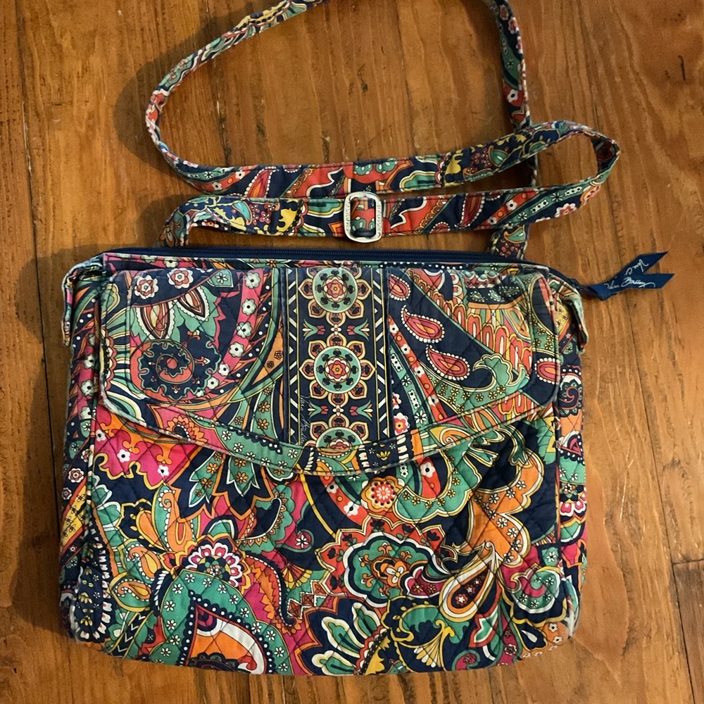 Vera Bradley Quilted Crossbody Bag Floral Paisley Chevron Navy Pink Green